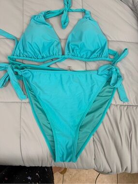 Tempt Me Turquoise Halter Bikini Set – Size 18W
